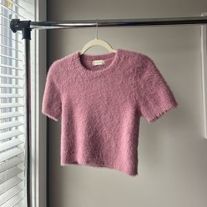 Altar’d State sweater-shirt. Pink-purple, fuzzy, stretchy.